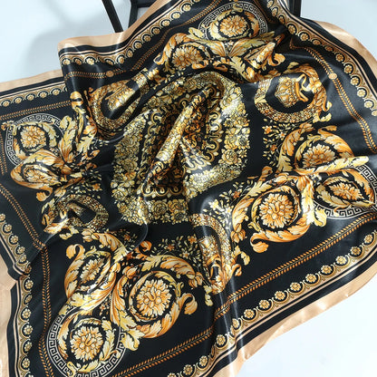 Elegante Zijden Headscarf voor Vrouwen - Luxe Satijnen Zomer Foulard & Stijlvolle 90cm Vierkante Haardoek Bandana