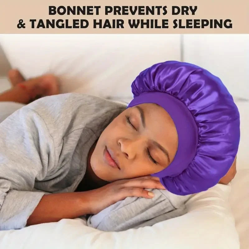Satin Bonnet Silk Hair Bonnet Sleeping Sleep Bonnets Large Wide Soft Band for Curly Hair Braids Women's Night Cap for Hair Care