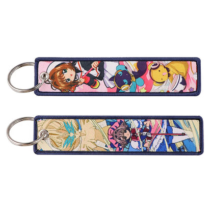 Stijlvolle Japanse Anime Geborduurde Sleutelhangers – Perfecte Sleuteltags voor Motorfietsen, Auto's en Rugzakken – Trendy Sleutelhanger Cadeaus voor Vrienden!