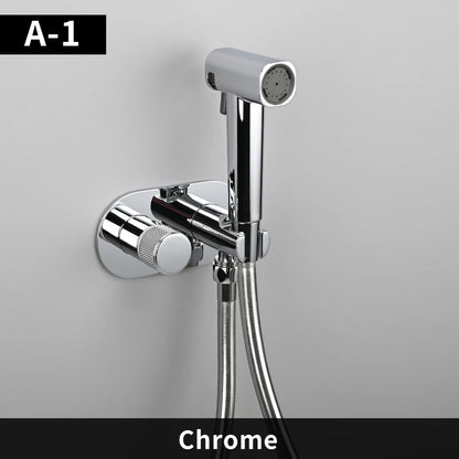 Luxueuze Messing Handdouche Bidet Sprayer met Warm en Koud Water Mengkraan - Stijlvolle Zwart Gouden Afwerking voor Ultieme Hygiëne en Comfort