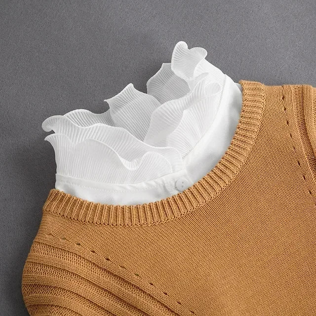 Chic 2024 Voorzijde Strik Witte Afneembare Kant Kraag voor Dames – Vintage Stijl Blouse Accessoire voor een Modebewuste Uiterlijk