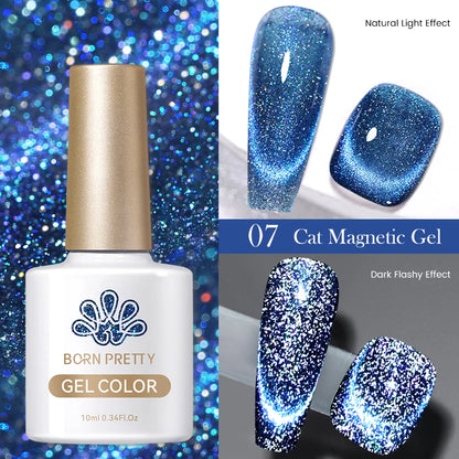 Betoverende Zilveren Maanlicht Kat Magnetische Gel Nagellak - Witte Licht Sprankelende Glitter, Semi- Permanente Nagellak (10ml)