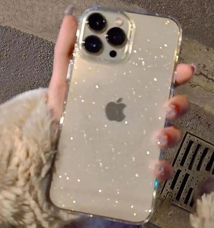 Glamoureuze Sprankelende Duidelijke Telefoonhoes voor iPhone 16, 15, 14, 13, 12, 11 Pro Max, X, XR, XS, 7, 8 Plus - Schokbestendig en Strak Zacht Hoesje