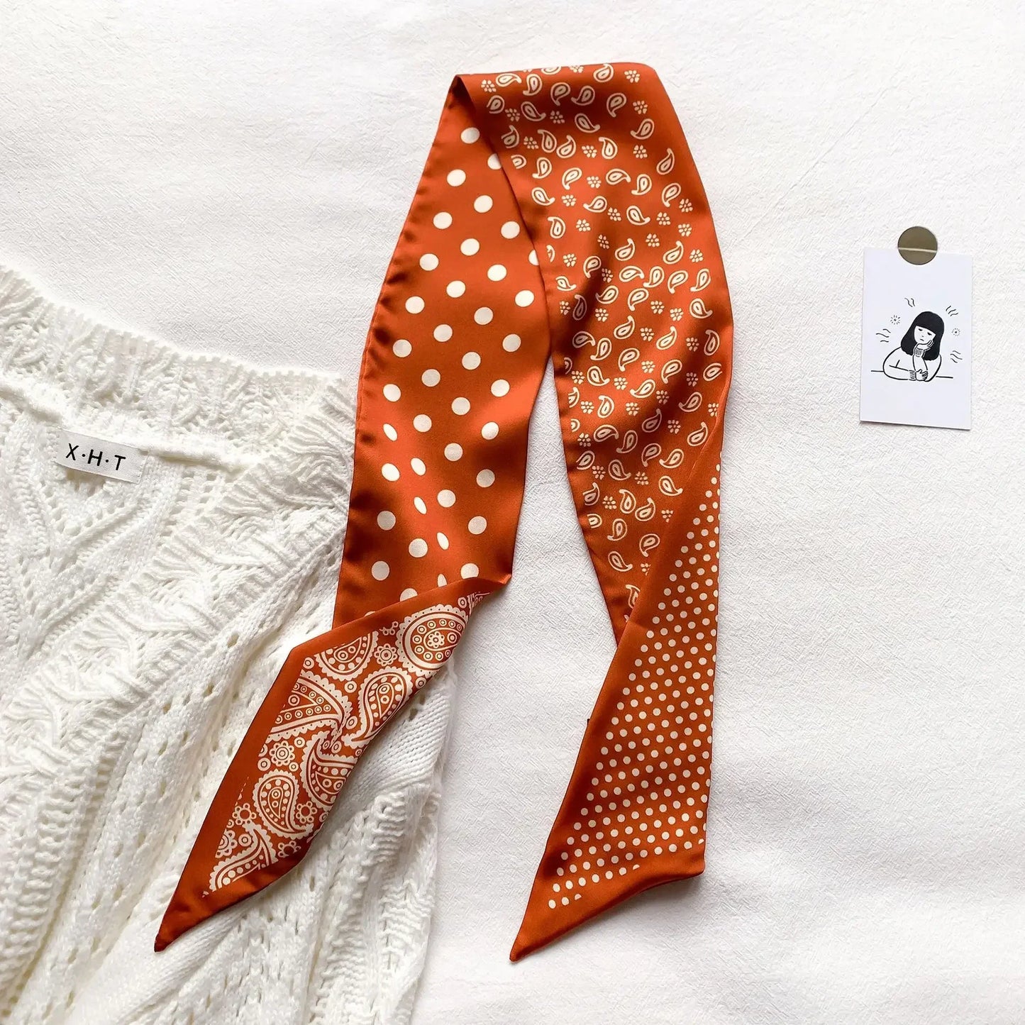 Trendy Floeiende Satijnen Zijde Haar Riem Sjaal voor Vrouwen – Stijlvolle Nekstrik, Tas Sjaal en Skinny Haarband – 2024 Collectie