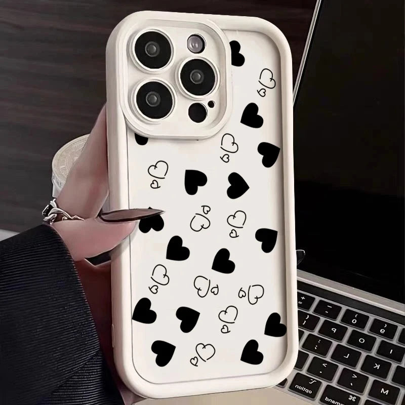 Stijlvolle Matte Hart Motief Telefoonhoes voor iPhone 16, 15, 14 Pro Max, 16E, 13, 12, 11, Mini, 7, 8 Plus, XR, XS Max en SE - Zachte en Schokbestendige Bescherming!