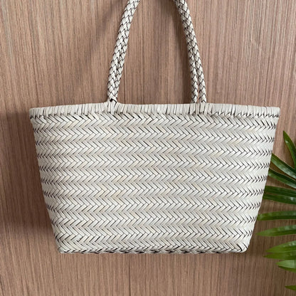 Luxe Dames Echte Lederen Gevlochten Schoudertas - Vintage Grote Handtas voor Chic Casual Winkelen en Alledaagse Stijl