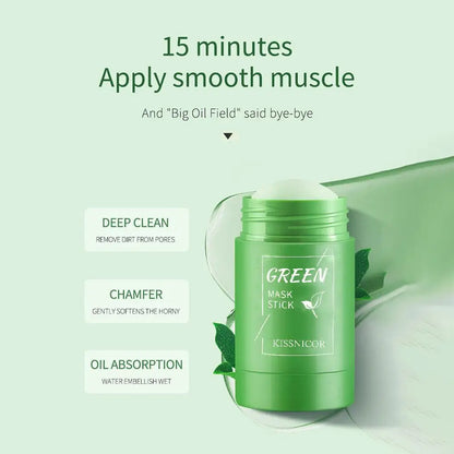 Verjong je huid met onze Groene Thee Reinigingsstick Masker – Poreverkleinend, Diepe Mee-eters Verwijderaar en Vochtinbrengende Gezichtsbehandeling (40g)