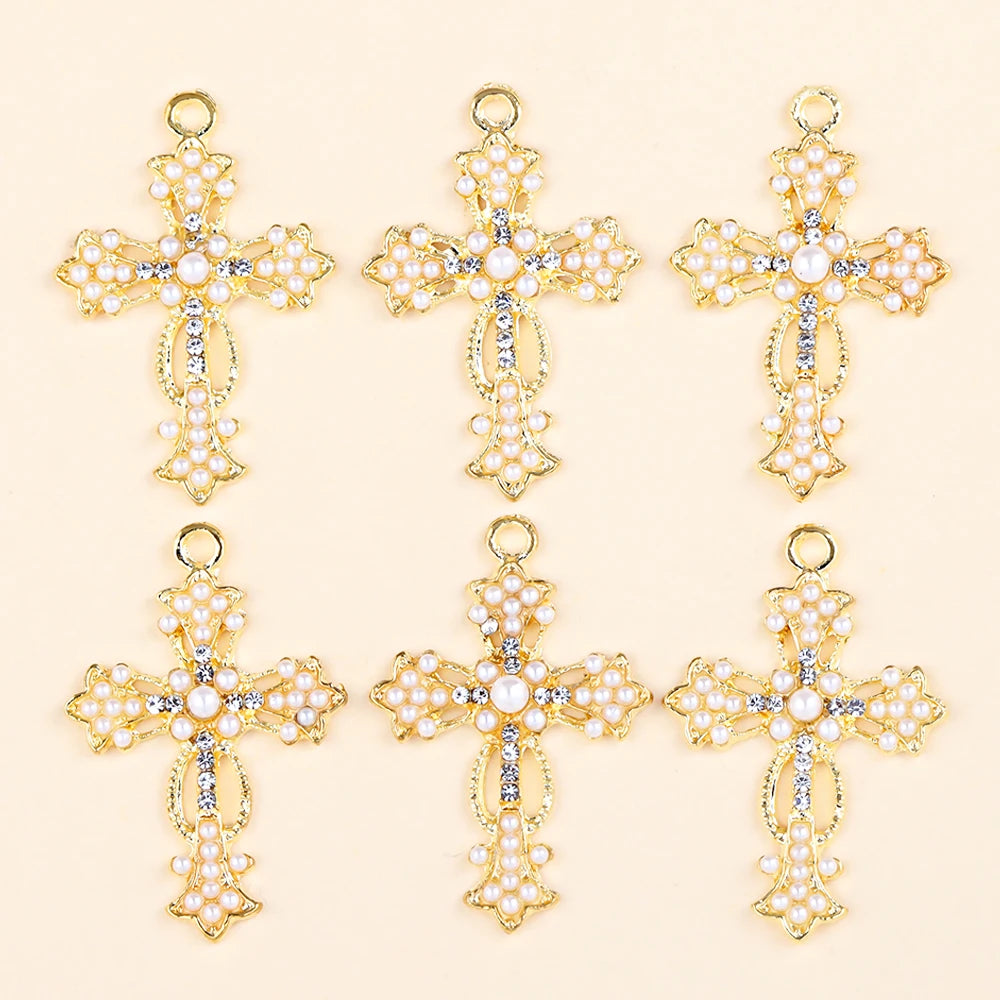 Crystal Cross Charms Gold Silver Crucifix Jewelry Making Supply