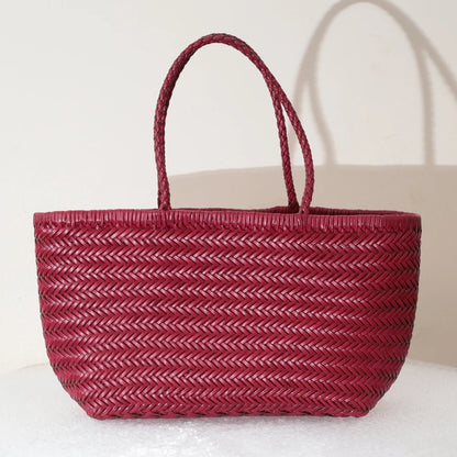 Luxe Dames Echte Lederen Gevlochten Schoudertas - Vintage Grote Handtas voor Chic Casual Winkelen en Alledaagse Stijl