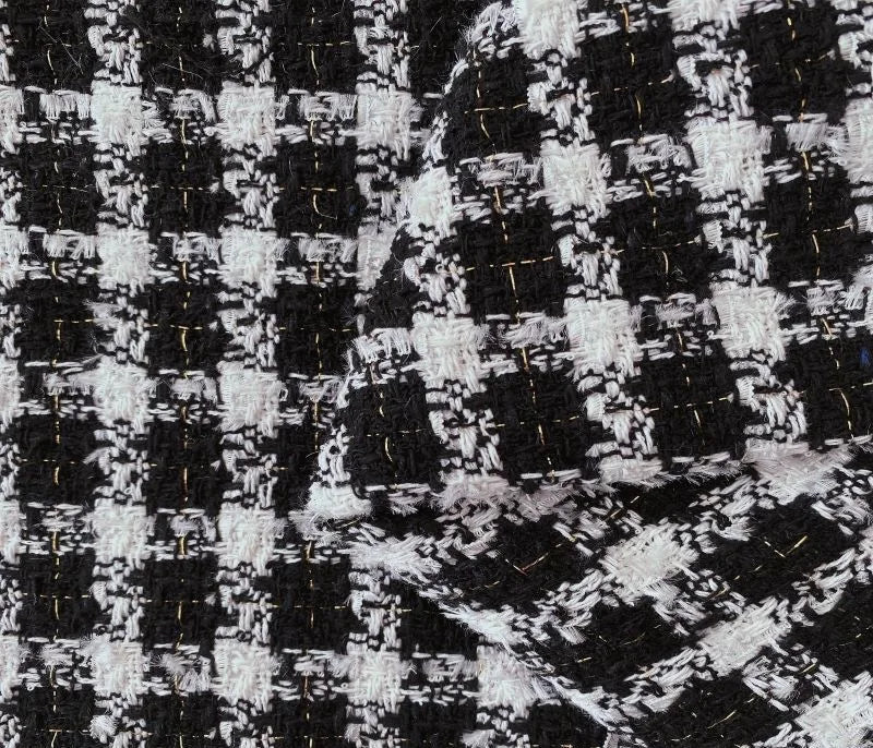 Wool Tweed Fabric Plaid Woven Tweed for Coat Dress Sewing Autumn Winter DIY Clothing Fabric