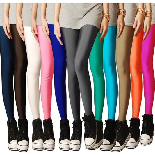 Levende Lente Effen Neon Legging voor Vrouwen - Hoge Rek en Comfortabele Pasvorm voor Elke Meisje!