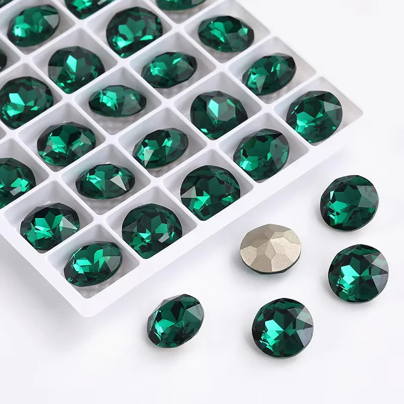 20 Pieces of Round K9 Glass Rhinestones Pointback Crystal 32 Facet Loose Stones for Jewelry Making Nail Art Garment Decor