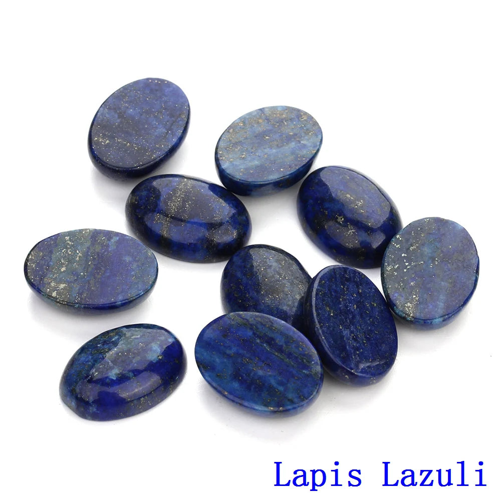 20pcs Natural Stone Oval Cabochons Flat Back Gemstones for Jewelry Making DIY Ring Pendant Earring Craft Supplies