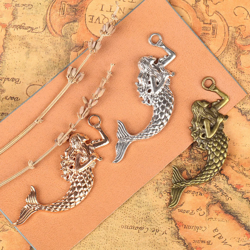 Large Mermaid Charms for Jewelry Making Zinc Alloy Pendant 76mm DIY Necklaces Bracelets Ocean Craft Supplies