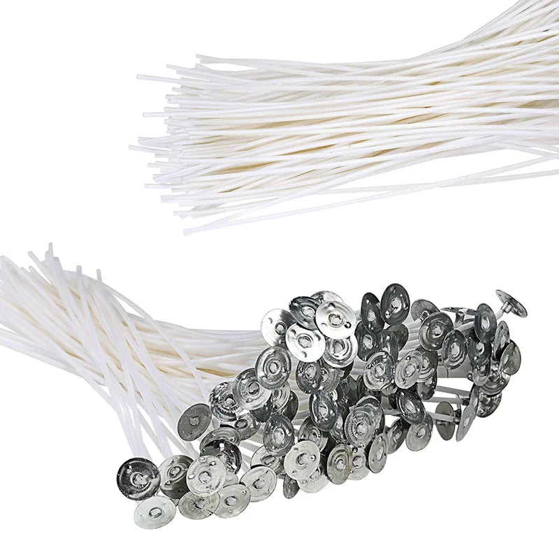 Pre-Tabbed Cotton Candle Wicks | Metal Sustainer Wicks for Candle Making | 9cm 15cm 20cm & Bulk Packs