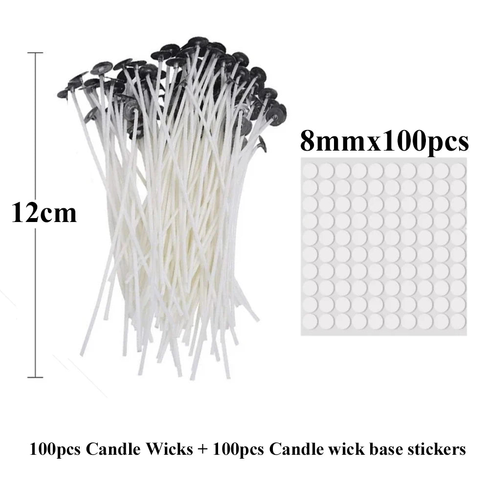 Candle Wick Sets and Kits | Pre-Tabbed Cotton Wicks, Holders and Accessories for Candle Making | Multiple Sizes