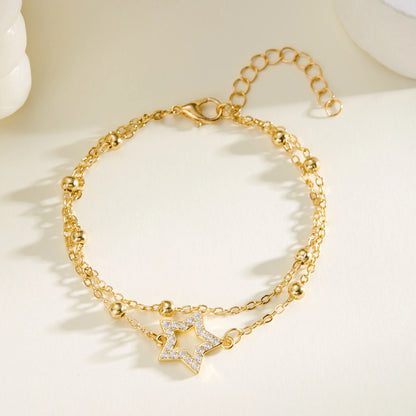 Charmante Kristallen Bloemenarmband voor Vrouwen - Y2K Zoete Meisjes' Maan Kersenbloesem Strik Zircon Luxe Sieraden Cadeau