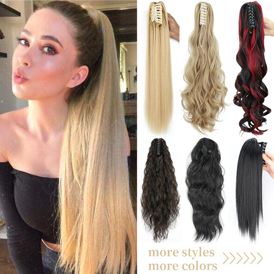 Luxe 24-Inch Hittebestendige Synthetische Clip-On Paardenstaarten - Perfect voor Dagelijks Gebruik en Speciale Gelegenheden!