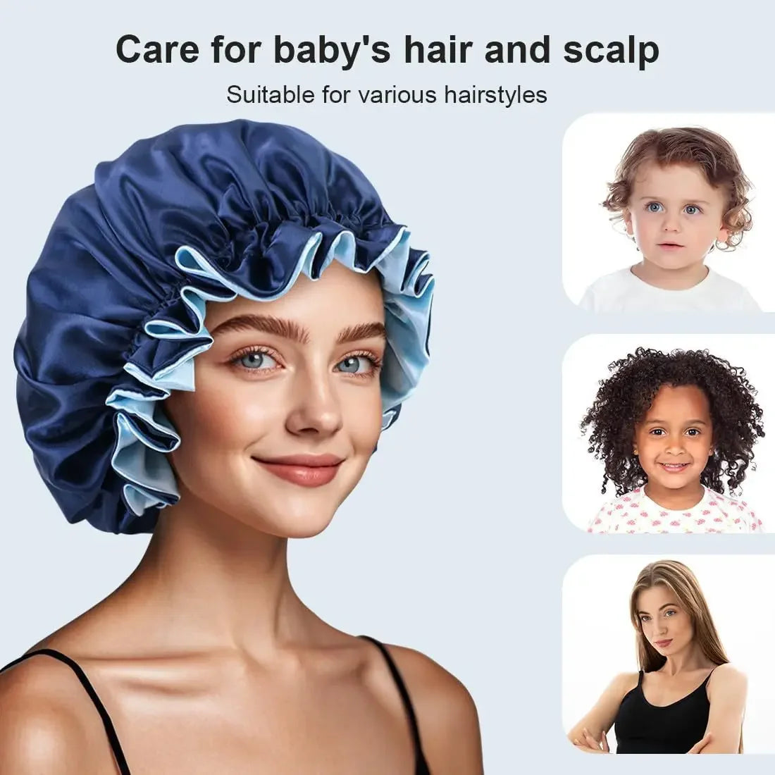 Double Layer Silk Satin Bonnet Lady Night Sleep Hats Fashion Shower Cap Head Cover for Women