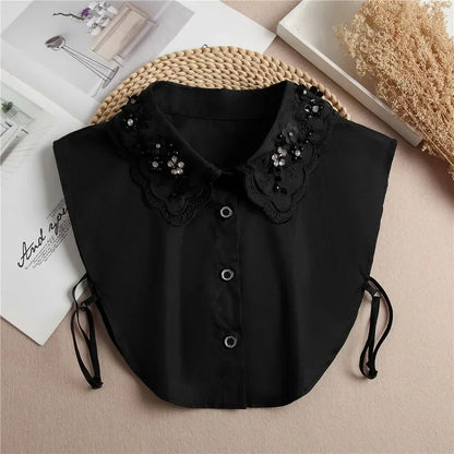 Chic 2024 Voorzijde Strik Witte Afneembare Kant Kraag voor Dames – Vintage Stijl Blouse Accessoire voor een Modebewuste Uiterlijk
