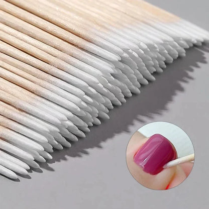 Premium Houten Punt Wattenstaafjes - Ultra-Detail Nagellak Verwijder Sticks voor Perfecte Manicures (100/300/500 Pak)