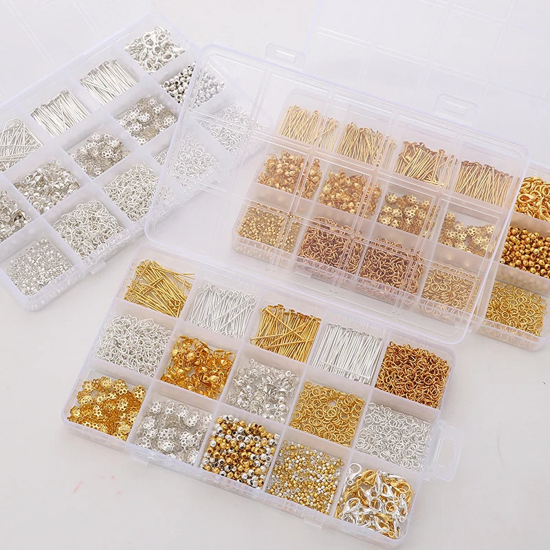 Schmuckzubehör Set 1260 Teile Verschlüsse Ringe Endkappen für DIY Schmuckherstellung Bastelbedarf