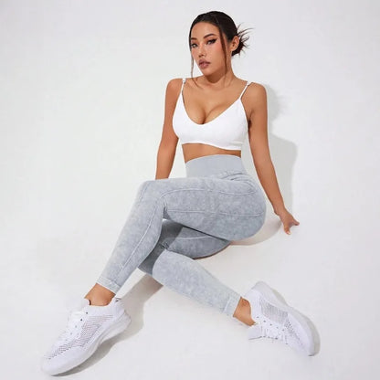 Glimmende Frosted Hoge Taille Yoga Leggings voor Vrouwen - Naadloze Tights met Heup-Liftende Ondersteuning voor de Sportschool, Hardlopen en Actieve Sporten