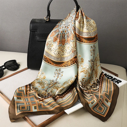 Chic Satijnen Zijden Geruite Sjaal voor Vrouwen - Elegante Hals- en Haarband, Perfect voor Werk en Mode in 2021 - Stijlvolle Hijab en Foulard Accessoire
