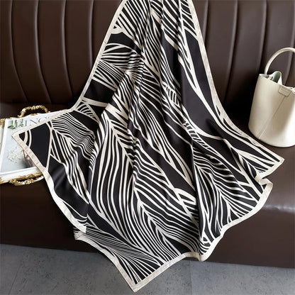 Elegante 90x90cm Twill Zijde-gevoel Vierkante Sjaal voor Dames - Luxe Haar Boomprint Hoofddoek, Sjaal en Nek Sjaal, Perfect voor Hijab of Bandana-stijl!