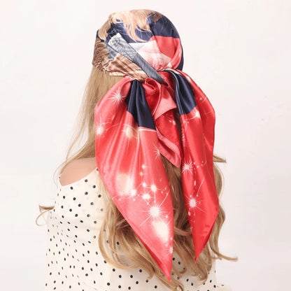 Elegante Zijden Headscarf voor Vrouwen - Luxe Satijnen Zomer Foulard & Stijlvolle 90cm Vierkante Haardoek Bandana