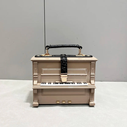 Luxe Handgemaakte Piano-Vormige Schoudertas voor Dames - Chic Ontwerpershandtas en Messenger Bag voor Speciale Gelegenheden