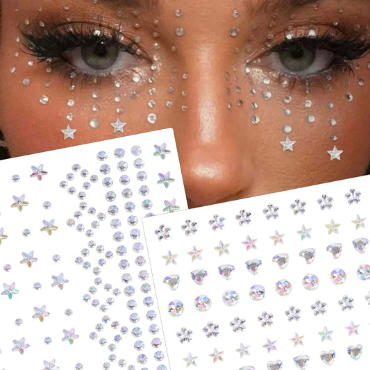Sparkling 5D Kleurige Rhinestone Gezichtsdecoratie Stickers - Perfect voor Festival Make-up, Nagelkunst en DIY Lichaamsversiering!