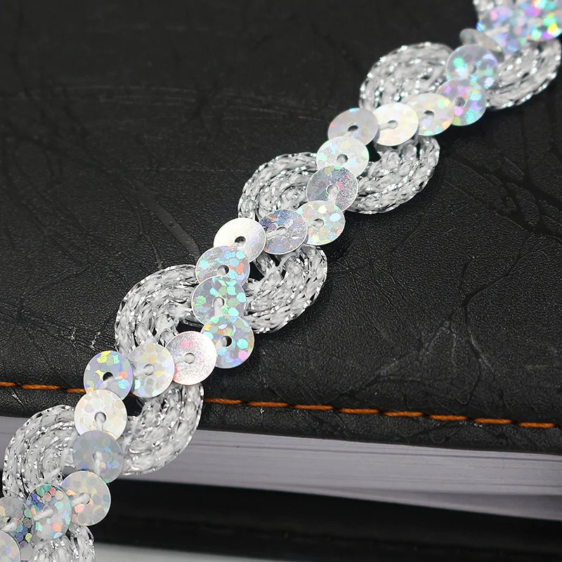 Sequin Ribbon Lace Trim 5m Sparkly Sequin Fabric Trim for Sewing Headdress Wedding Decor DIY Crafts