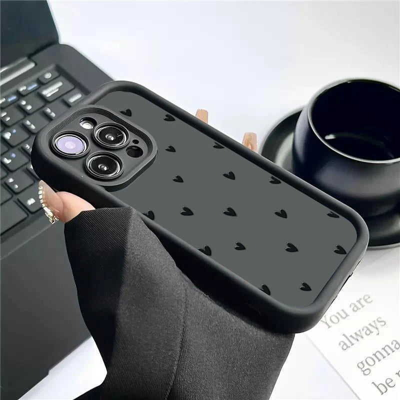 Stijlvolle Matte Hart Motief Telefoonhoes voor iPhone 16, 15, 14 Pro Max, 16E, 13, 12, 11, Mini, 7, 8 Plus, XR, XS Max en SE - Zachte en Schokbestendige Bescherming!