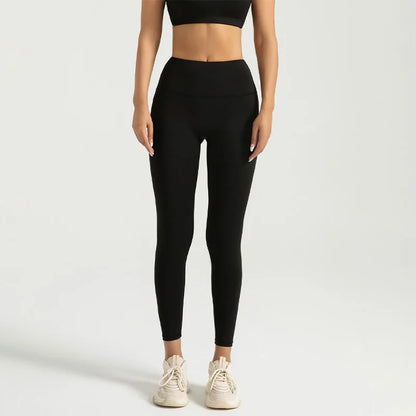 Stijlvolle Hoge Zwarte Leggings voor Vrouwen – T-Line Vrij, Heuplift, Buikcompressie, Perfect voor Yoga en Hardlopen!