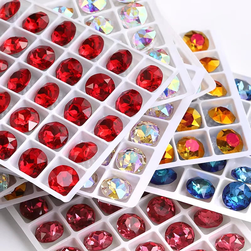 20 Pieces of Round K9 Glass Rhinestones Pointback Crystal 32 Facet Loose Stones for Jewelry Making Nail Art Garment Decor