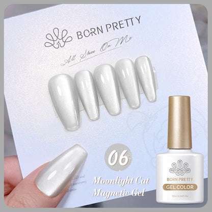 Betoverende Zilveren Maanlicht Kat Magnetische Gel Nagellak - Witte Licht Sprankelende Glitter, Semi- Permanente Nagellak (10ml)