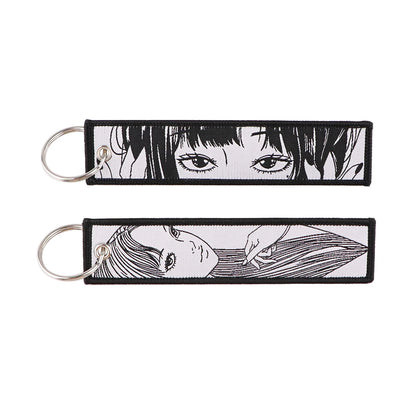 Stijlvolle Japanse Anime Geborduurde Sleutelhangers – Perfecte Sleuteltags voor Motorfietsen, Auto's en Rugzakken – Trendy Sleutelhanger Cadeaus voor Vrienden!