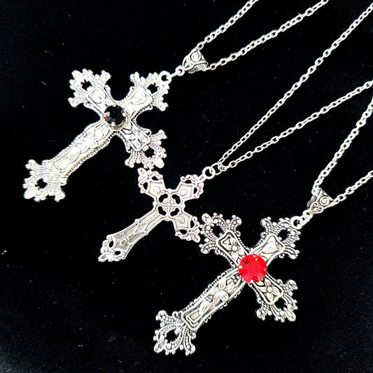 Exquise Barok Kruis Geëmbosseerd Hanger Ketting - Unisex Gothic Grunge Ketting Sieraden - Y2K Stijl - Geniet van Gratis Verzending!