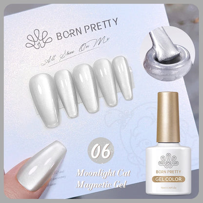 Betoverende Zilveren Maanlicht Kat Magnetische Gel Nagellak - Witte Licht Sprankelende Glitter, Semi- Permanente Nagellak (10ml)