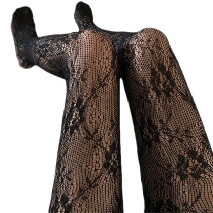 Verleidelijke Bloemen Fishnet Panty voor Vrouwen - Stijlvolle Doorzichtige Netpanty Lingerie
