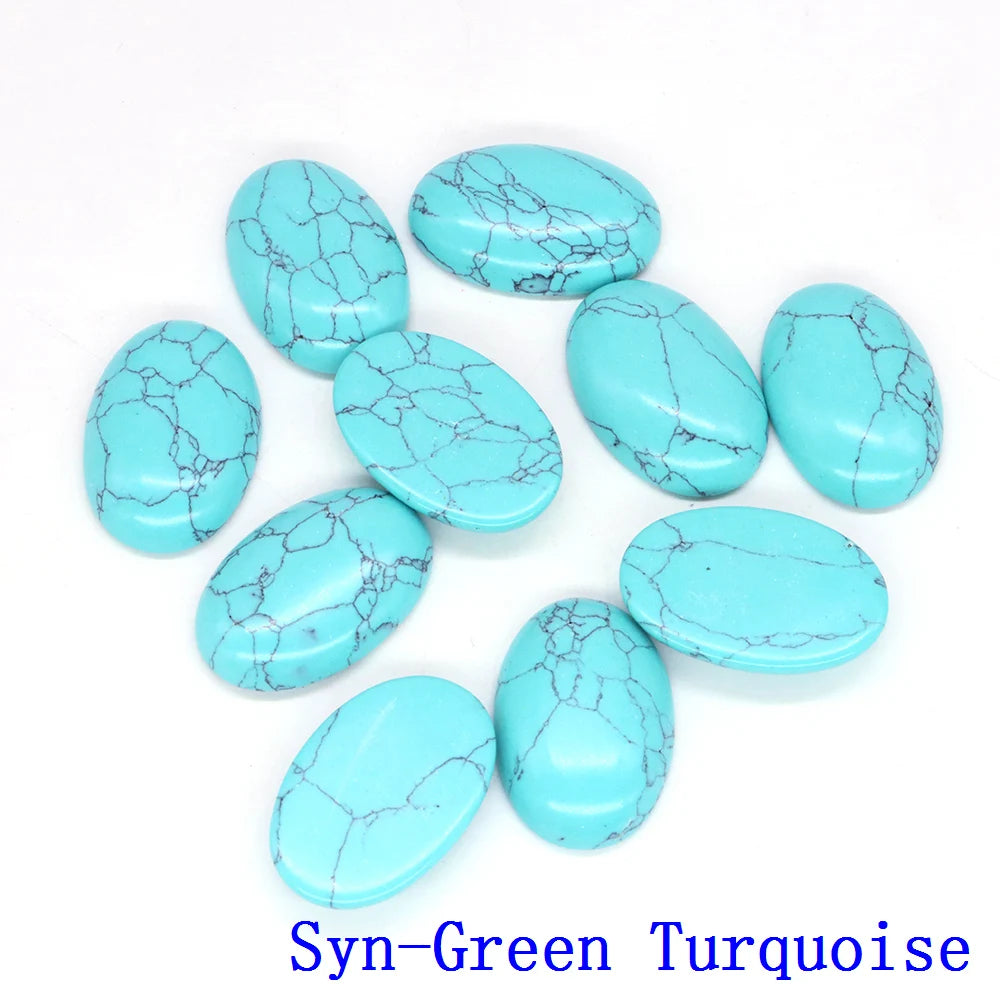 20pcs Natural Stone Oval Cabochons Flat Back Gemstones for Jewelry Making DIY Ring Pendant Earring Craft Supplies