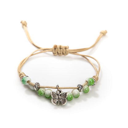 Exquise Handgemaakte Vlinder Keramiek Gebroken IJs Vintage Verstelbare Armband - Bohemian Chic Sieraden op Elastic Band, een Uniek Cadeau Idee! H920