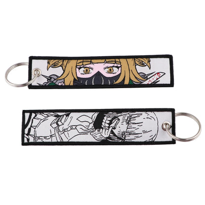 Stijlvolle Japanse Anime Geborduurde Sleutelhangers – Perfecte Sleuteltags voor Motorfietsen, Auto's en Rugzakken – Trendy Sleutelhanger Cadeaus voor Vrienden!