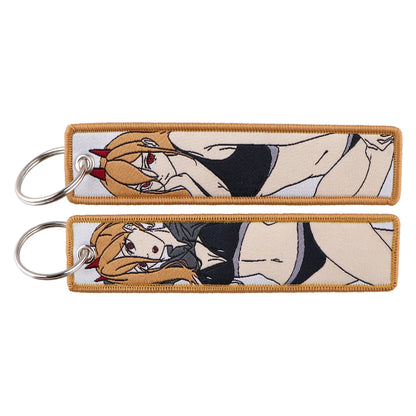 Stijlvolle Japanse Anime Geborduurde Sleutelhangers – Perfecte Sleuteltags voor Motorfietsen, Auto's en Rugzakken – Trendy Sleutelhanger Cadeaus voor Vrienden!