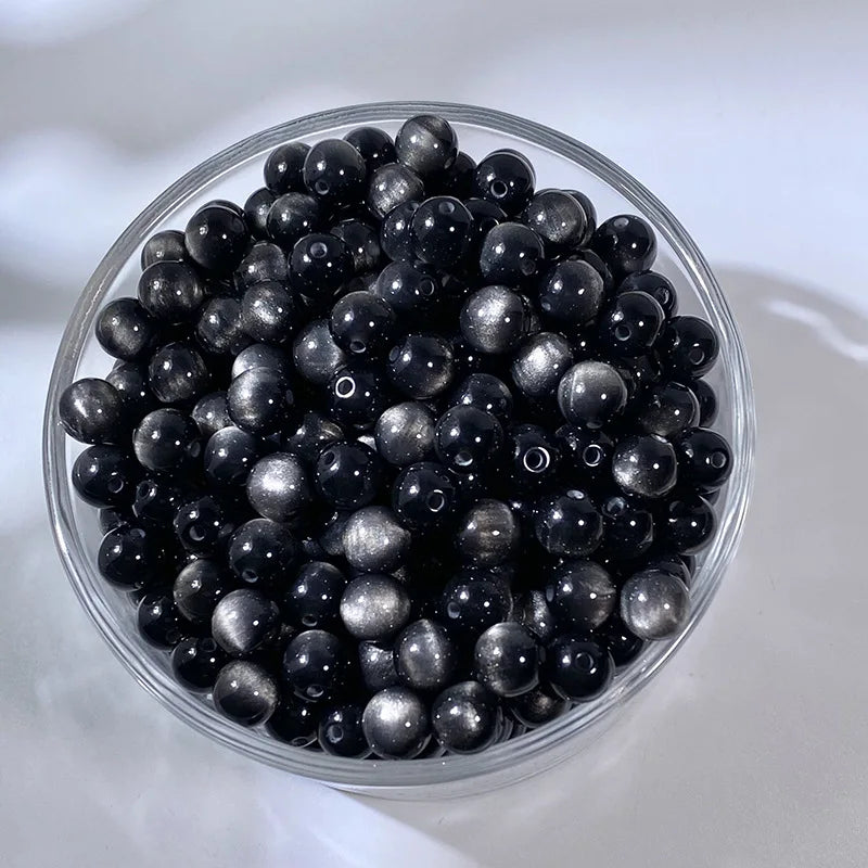 Katzenauge Perlen 8 mm 32 Stück rund Resin Perlen für DIY Schmuckherstellung Bastelbedarf