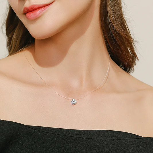 Glamoureuze Transparante Vistrap Vrouwen Chokers met Sprankelende Kristallen Ballen Hangers – Elegante Bruiloft Hals Sieraden en Stijlvolle Accessoires
