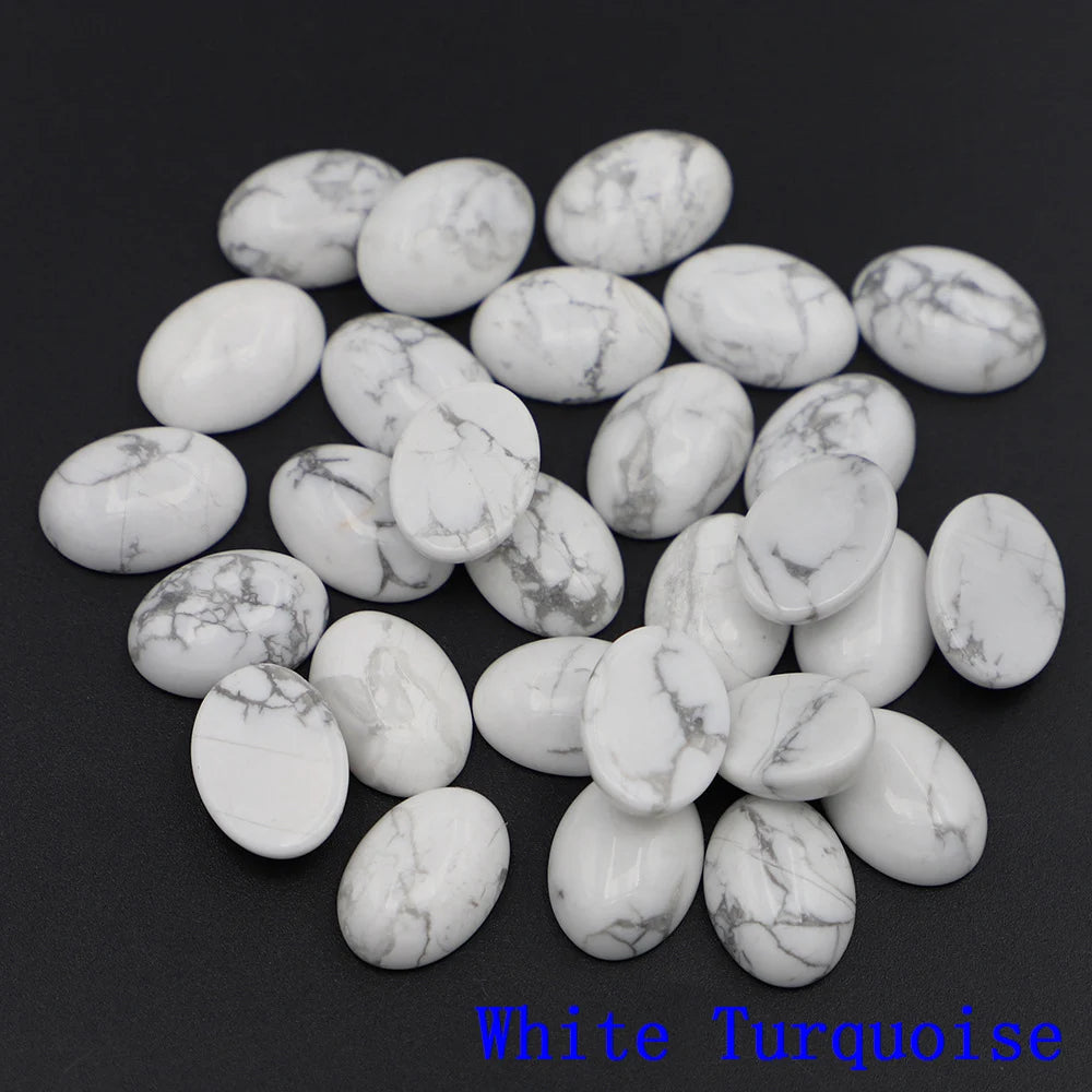 20pcs Natural Stone Oval Cabochons Flat Back Gemstones for Jewelry Making DIY Ring Pendant Earring Craft Supplies