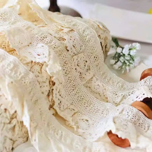 Crochet Cotton Lace Trim Stretch Fabric for Sewing Cuffs Collar Skirt Doll Dress DIY Craft Supplies