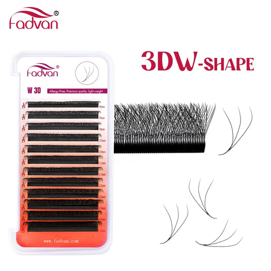 FADVAN 3D/4D/5D Nepparde Wimpers – W Vorm C/D Krul voor Adembenemende Hybride Volume Make-up